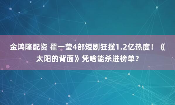 金鸿隆配资 翟一莹4部短剧狂揽1.2亿热度！《太阳的背面》凭啥能杀进榜单？